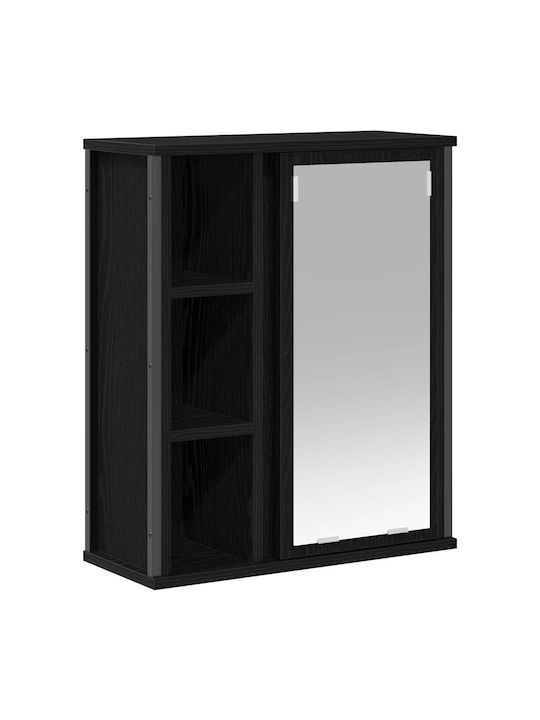 vidaXL Bathroom Mirror made of Stainless Steel with Shelf & Cabinet 50x21cm Black