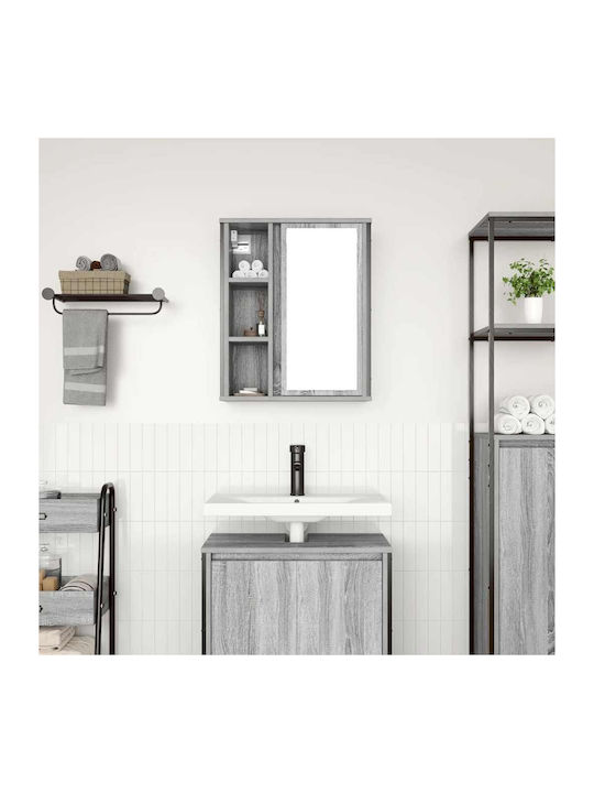vidaXL Oglindă de Baie din Oțel Inoxidabil cu Raft & Dulap 50x21cm Gri
