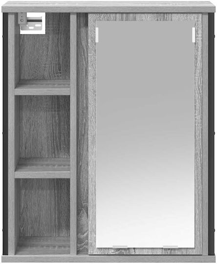 vidaXL Oglindă de Baie din Oțel Inoxidabil cu Raft & Dulap 50x21cm Gri