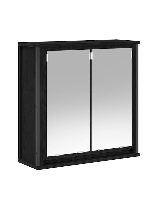 vidaXL Bathroom Mirror made of Stainless Steel with Shelf & Cabinet 60x21cm Black
