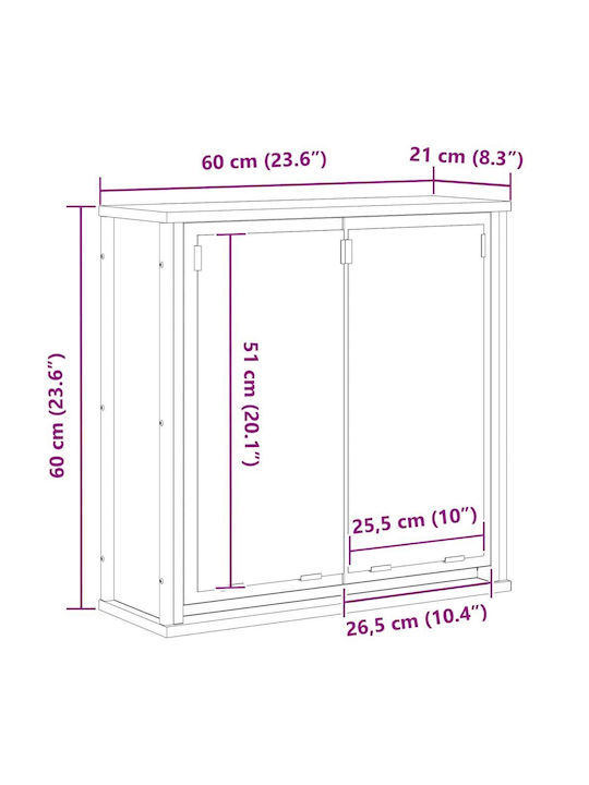vidaXL Bathroom Mirror made of Stainless Steel with Shelf & Cabinet 60x21cm Black