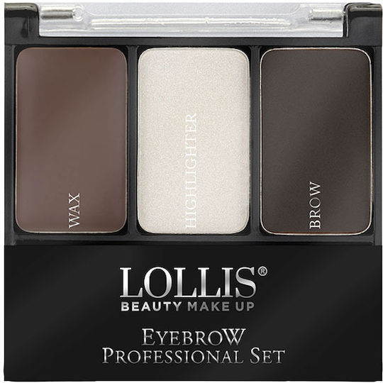 Lollis Beauty Make Up Παλέτα Μακιγιάζ Φρυδιών με Highlighter Dark