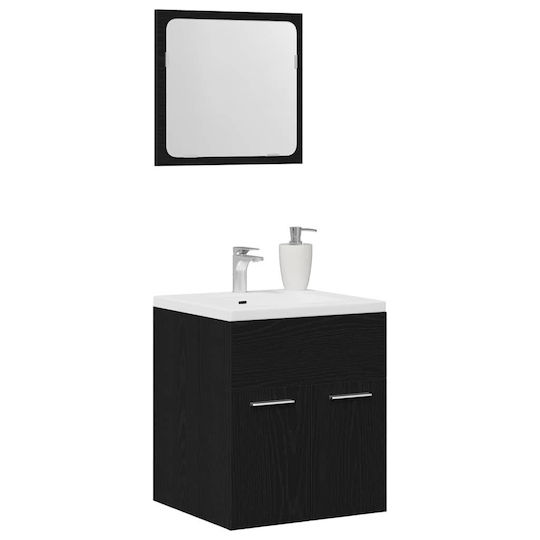 vidaXL Waschtisch ohne Waschbecken mit Spiegel L41xB38.5xH46cm Black Oak