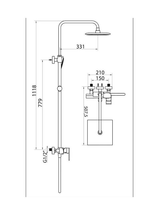 Interflex Στήλη Ντουζ με Μπαταρία Interflex Στήλη Ντουζ με Μπαταρία
