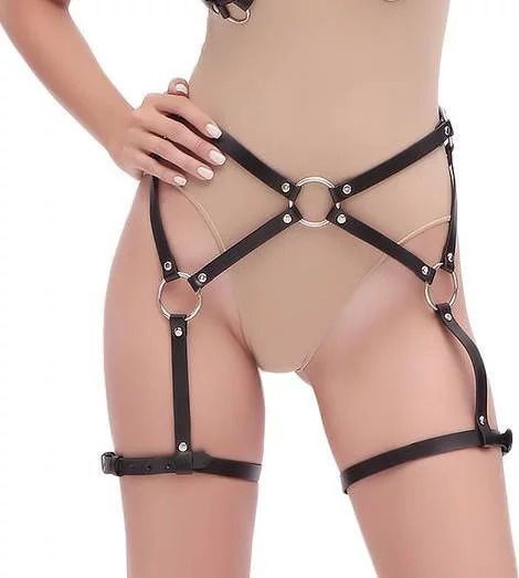Smd Daggerbelt Leather Adjustable Harness Leather Garters One Size Black