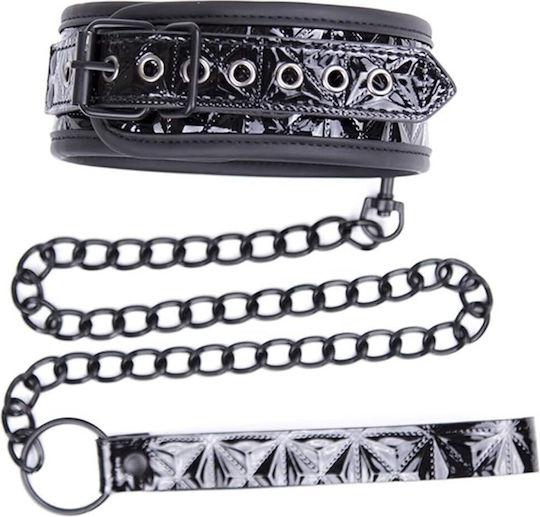 Smd Noirguard Кожен Нашийник Верижно Лиано Черен