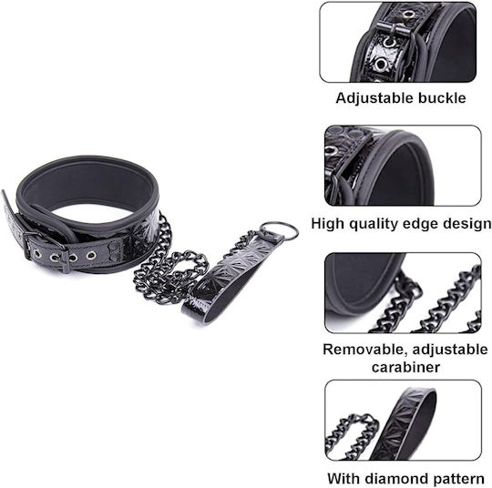 Smd Noirguard Кожен Нашийник Верижно Лиано Черен