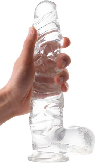 SMD CrystalVein Ρεαλιστικό Dildo με Όρχεις και Βεντούζα Διάφανο 22.5cm