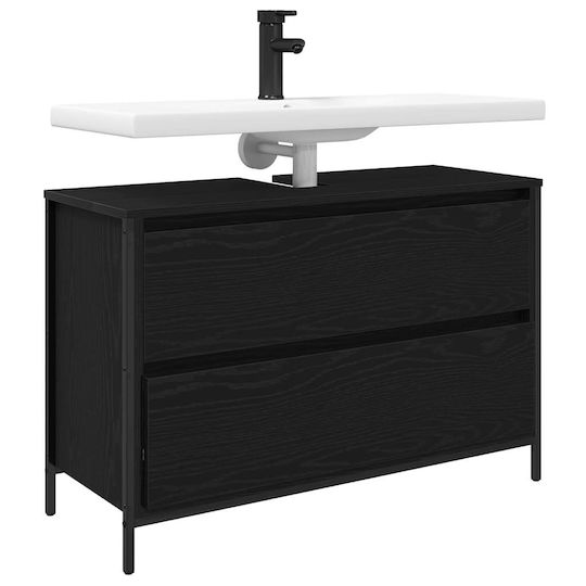 vidaXL Πάγκος χωρίς Νιπτήρα Μ90xΒ34.5xΥ60cm Μαύρη Δρυς