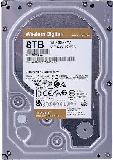 Western Digital Gold 8TB HDD Hard Drive 3.5" SATA III 7200rpm with 256MB Cache for NAS / Server WD8005FRYZ