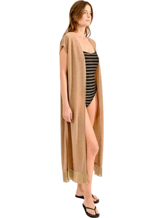 Molly Bracken Par Le Bain Knitted Cardigan Golden Beige Γυναικείο 56% Polyamide 34% Polyester 10% Elasthane