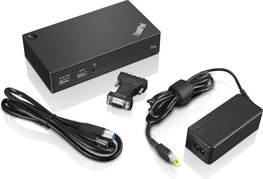 Lenovo ThinkPad USB 3.0 Pro USB-A Docking Station with DisplayPort 4K PD Ethernet Black