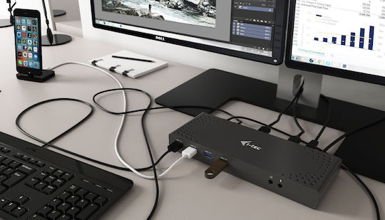 i-tec USB-C Docking Station with HDMI/DisplayPort 4K PD Ethernet and 3 Monitor Connection Grey (CADUAL4KDOCK)