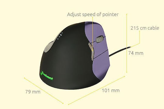 Bakker Elkhuizen Evoluent 4 Right Small Verkabelt Ergonomisch Maus Lila