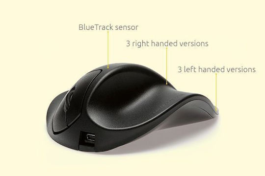Bakker Elkhuizen HandShoeMouse Righthanded Small USB Wireless Ασύρματο Εργονομικό Ποντίκι Μαύρο