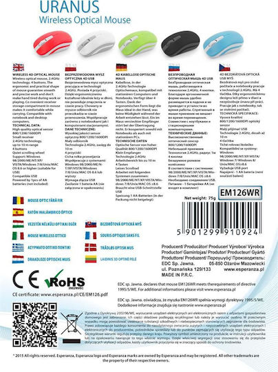 Esperanza Uranus Wireless Mouse Albastru