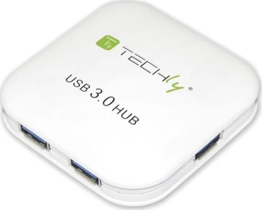 Techly Hub 4 Porturi USB 3.0 cu Conectare USB-A Alb