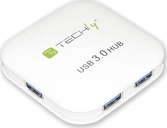 Techly Hub 4 Porturi USB 3.0 cu Conectare USB-A Alb