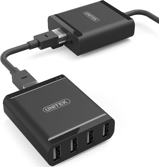 Unitek RJ45 Hub 4 Θυρών USB 2.0 με σύνδεση USB-A / Ethernet