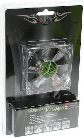 Titan TFD-8025GT12Z Case Fan (1400rpm / 17.37cfm) Without LEDs Lighting and Connection 3-Pin Green