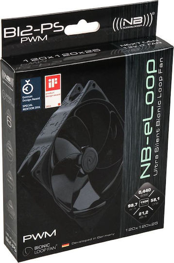 Noiseblocker eLoop Series Case Fans 120mm 1500rpm Without LEDs 4-Pin PWM Connection