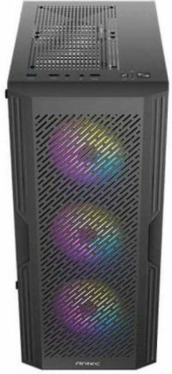 Antec AX20 Gaming Midi Tower Κουτί Υπολογιστή με Πλαϊνό Παράθυρο και RGB Φωτισμό Μαύρο