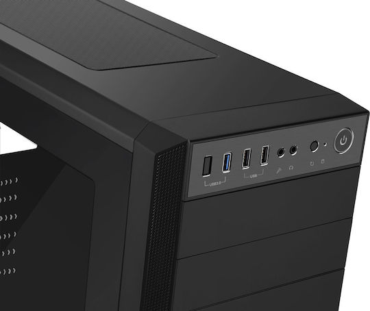Evolveo T3 Gaming Midi Tower Κουτί Υπολογιστή με Πλαϊνό Παράθυρο Μαύρο