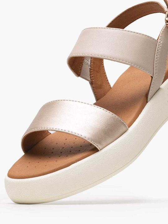 Camalei Γυναικεία Σανδάλια Flatforms Μπεζ
