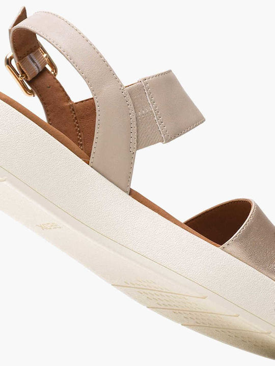 Camalei Γυναικεία Σανδάλια Flatforms Μπεζ