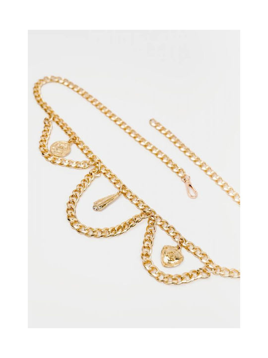 Leather Twist Women's Belt Chain Gold