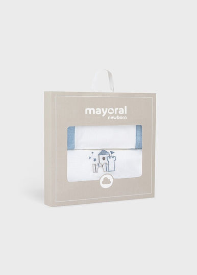 Mayoral Set Baby Bettlaken Für Krippe Baumwolle Blau 80x120cm 3Stück