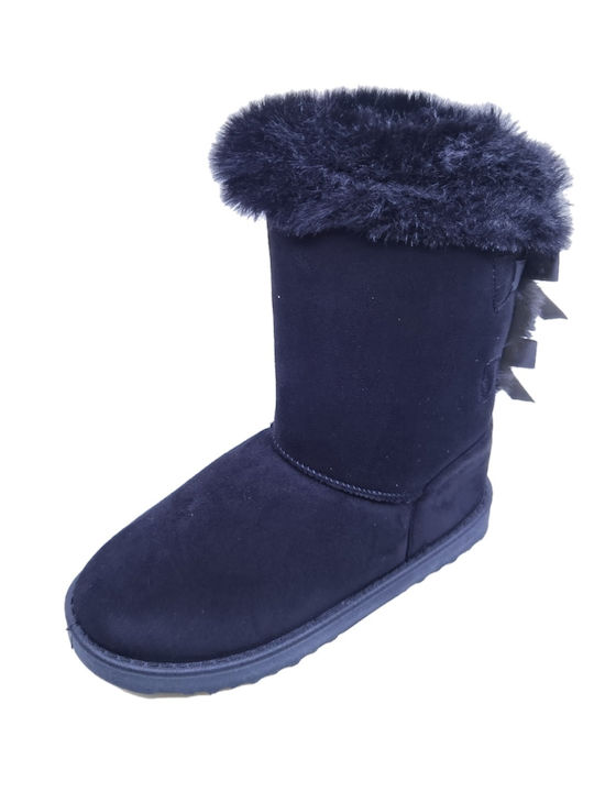 Go In Wildleder Damenstiefel mit Fell Schwarz