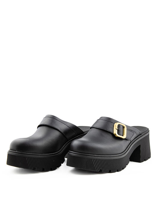 Ragazza Heel Leather Mules Black