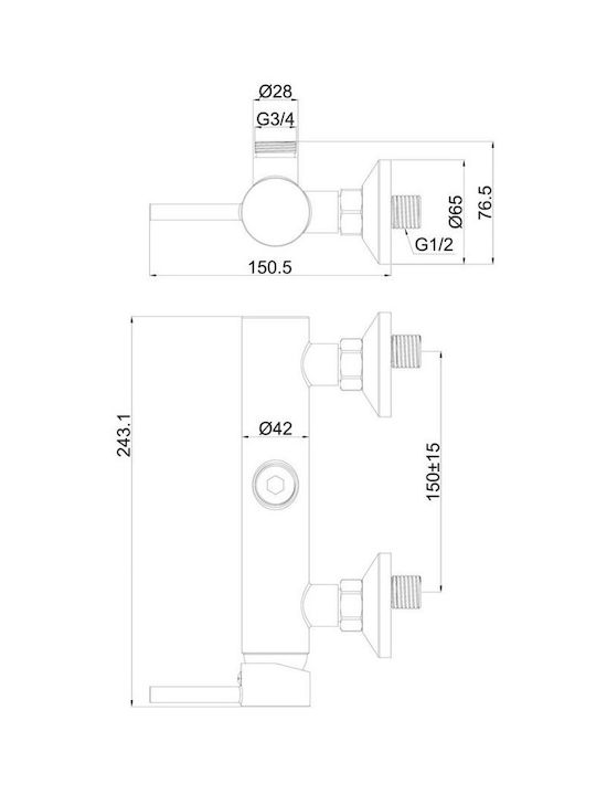 Interflex Αναμεικτική Μπαταρία Ντουζιέρας Πλήρες Σετ Μαύρη