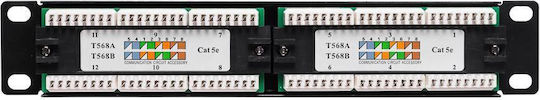Netrack Patch Panel Unshielded για Rack 1U 10" 12 Θυρών cat5e / cat7 / cat6 / cat6a Λευκό