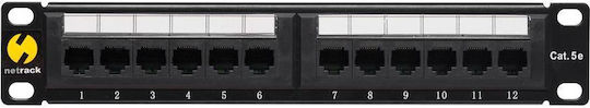 Netrack Patch Panel Unshielded για Rack 1U 10" 12 Θυρών cat5e / cat7 / cat6 / cat6a Λευκό