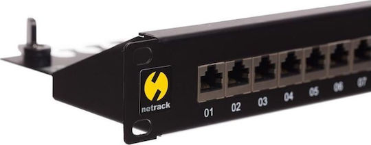 Netrack Patch Panel für Rack 19" 24 Ports Schwarz