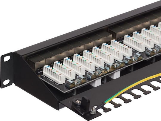 Netrack Patch Panel für Rack 19" 24 Ports Schwarz