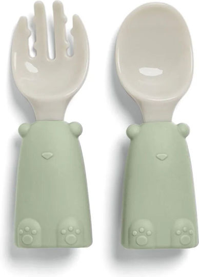 Mamas & Papas Set Essgeschirr aus Silikon mit rutschfester Basis Grün 5Stück