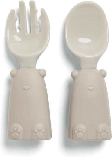 Mamas & Papas Feeding Set made of Silicone with Non-Slip Base Green 5pcs