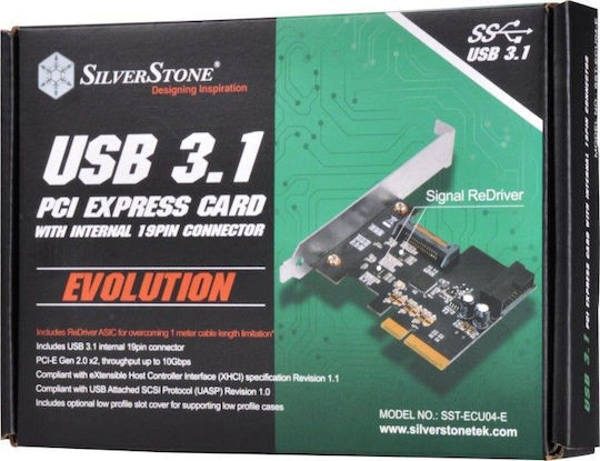 Silverstone Κάρτα PCIe σε 1 θύρα USB 3.1 ECU04-E