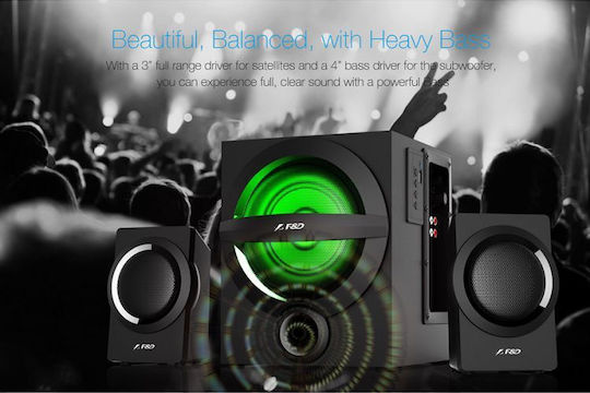 Fenda A140X Безжични компютърни тонколони Компютърни тонколони 2.1 с Bluetooth и мощност 37W в Черен цвят