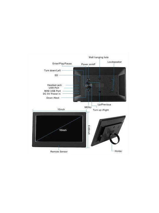 Andowl Q-l211 Digital Photo Frame 10" Resolution 1280x800 Black Q-L211