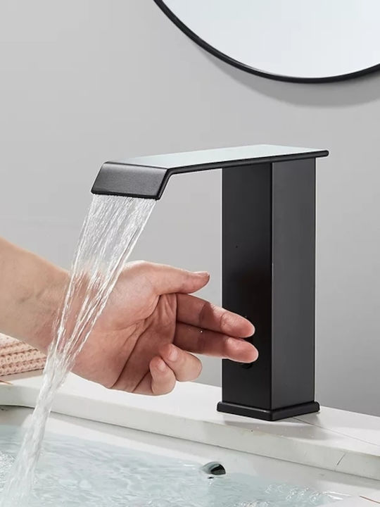 Bathroom Sink Faucet Blackswan Type M181 Black Model Waterfall Spout Sensor Size 17.5 Cm