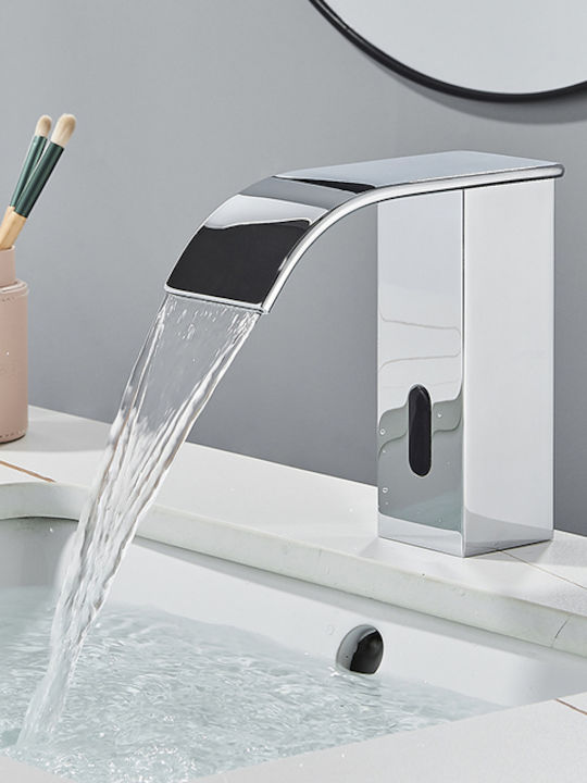 Bathroom Sink Faucet Blackswan Type M185 Short Chrome Model Waterfall Spout Sensor Size 15 Cm