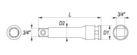 Yato Extensie Prindere Cheie cu Kare 3/4" și Lungime 330mm