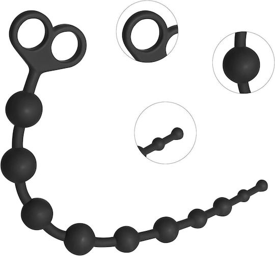 SMD Decimorum Anal Silicone Chain with 10 Beads Anal Beads Black