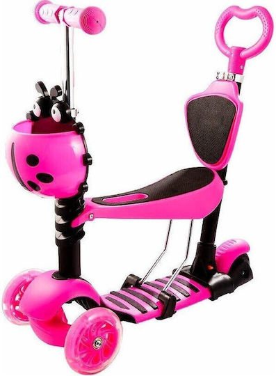 Kids Scooter Foldable Scooter Walker 501 3-Wheel with Seat for 3+ Years Pink