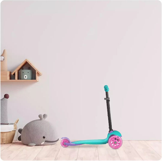 Ricokids Scuter Copii Pliabil Loco 3 Roți Roz Turcoaz