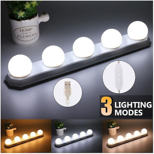 USB Vanity Mirror LED Light Warm White 5V 34cm